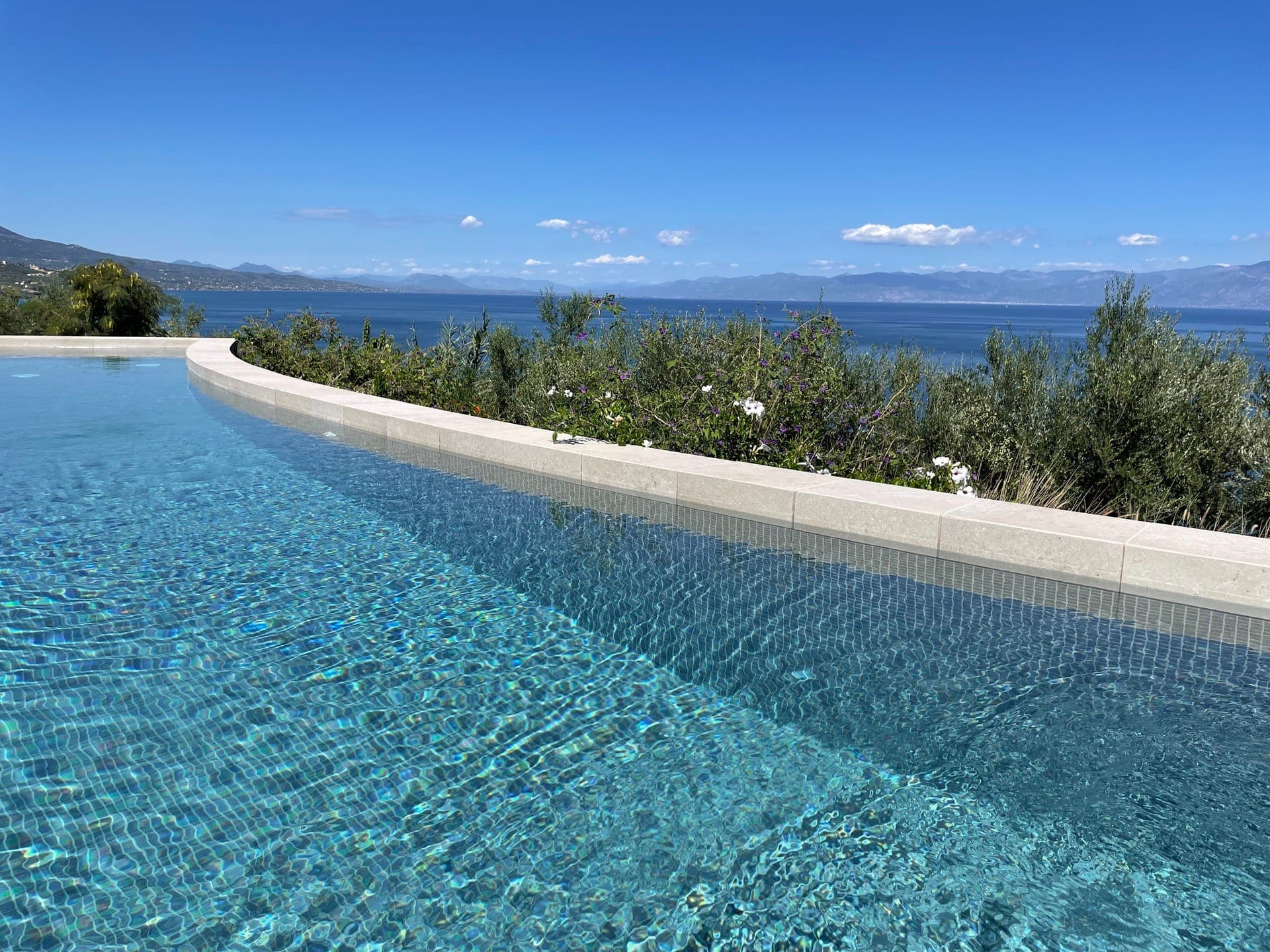 Villa Thea salt water swimming pool with sea view