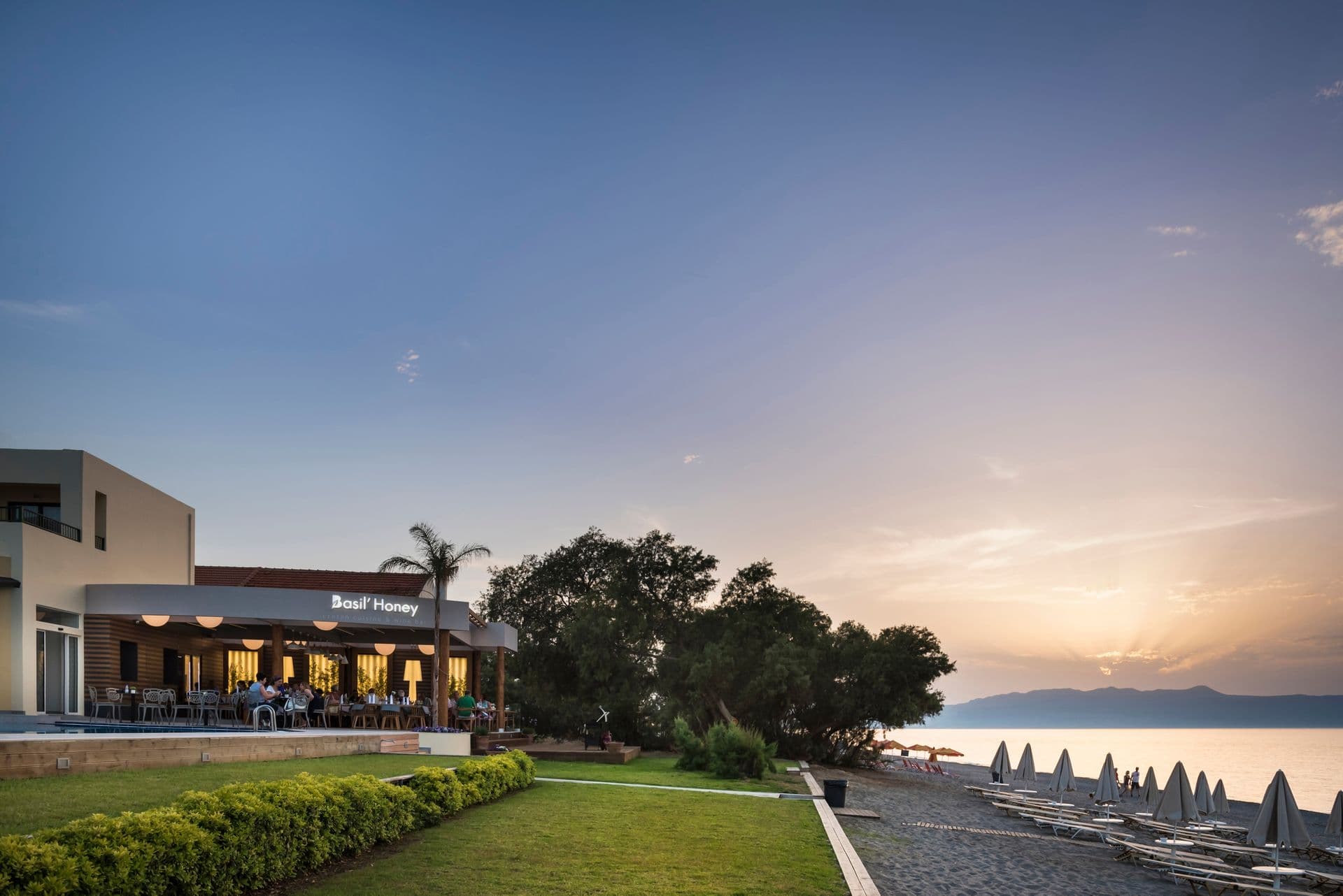 Blue Dome Hotel, sunset, Platanias beach
