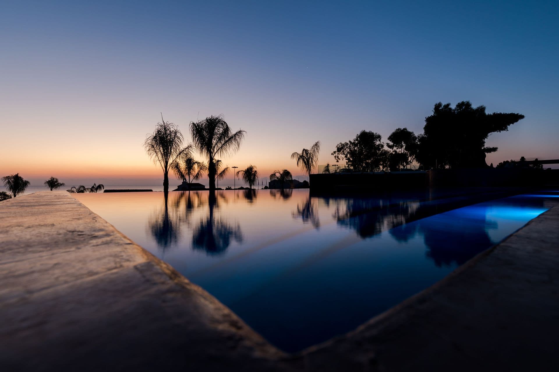Sunset Landscape Seaview Colours Palm trees Pools