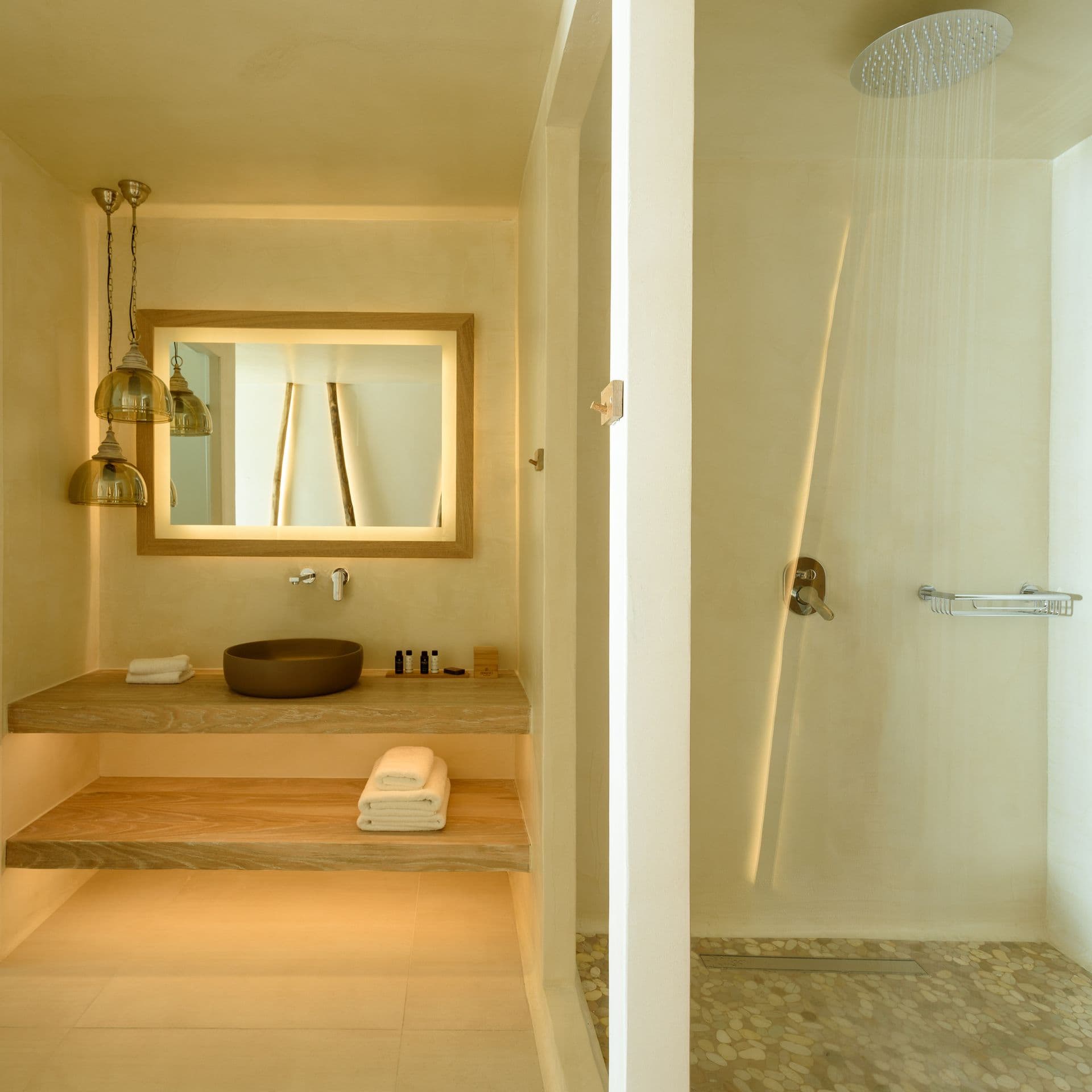 Modern bathroom with rainfall shower
