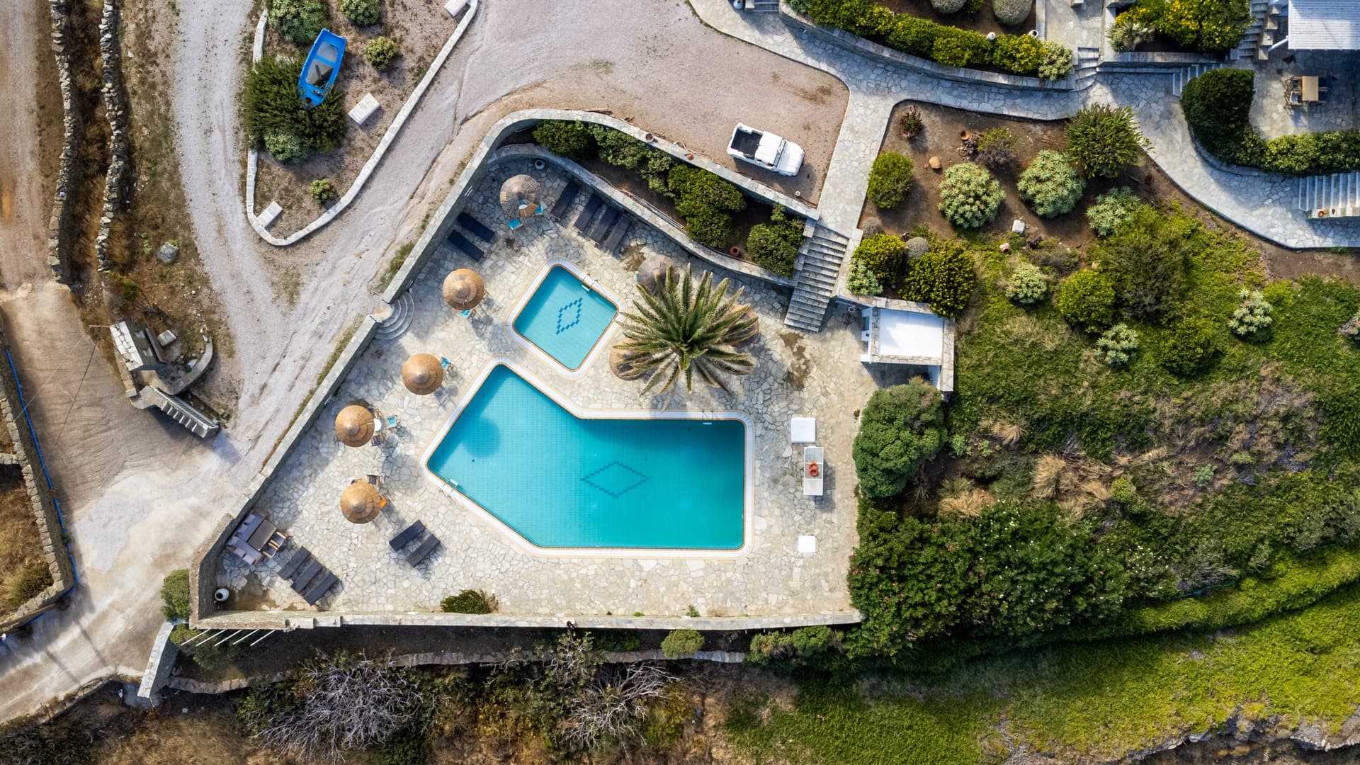 Aerial view of the pool
