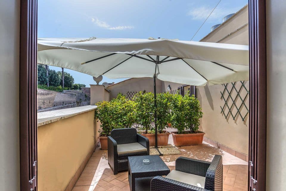 Private balcony overlooking the Vatican Museums Entrance