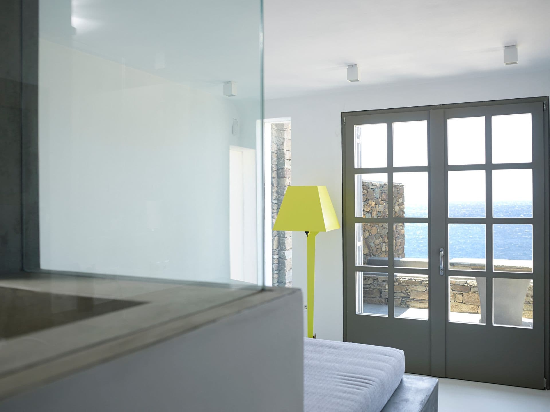 The views from inside the Deluxe Sea Front Studio. Sea views even from the bed.
