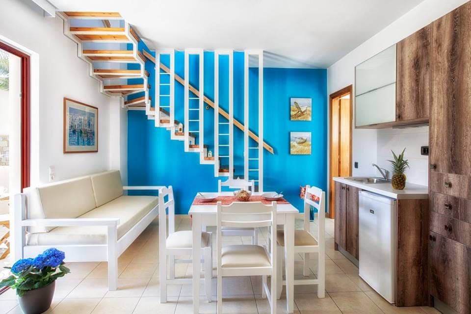 This is the biggest room of the hotel, consisting of 2 floors. The first floor (living room) features 2 sofa beds and a private bathroom and the top floor (bedroom) features 2 single beds, sofa bed and a private bathroom.
