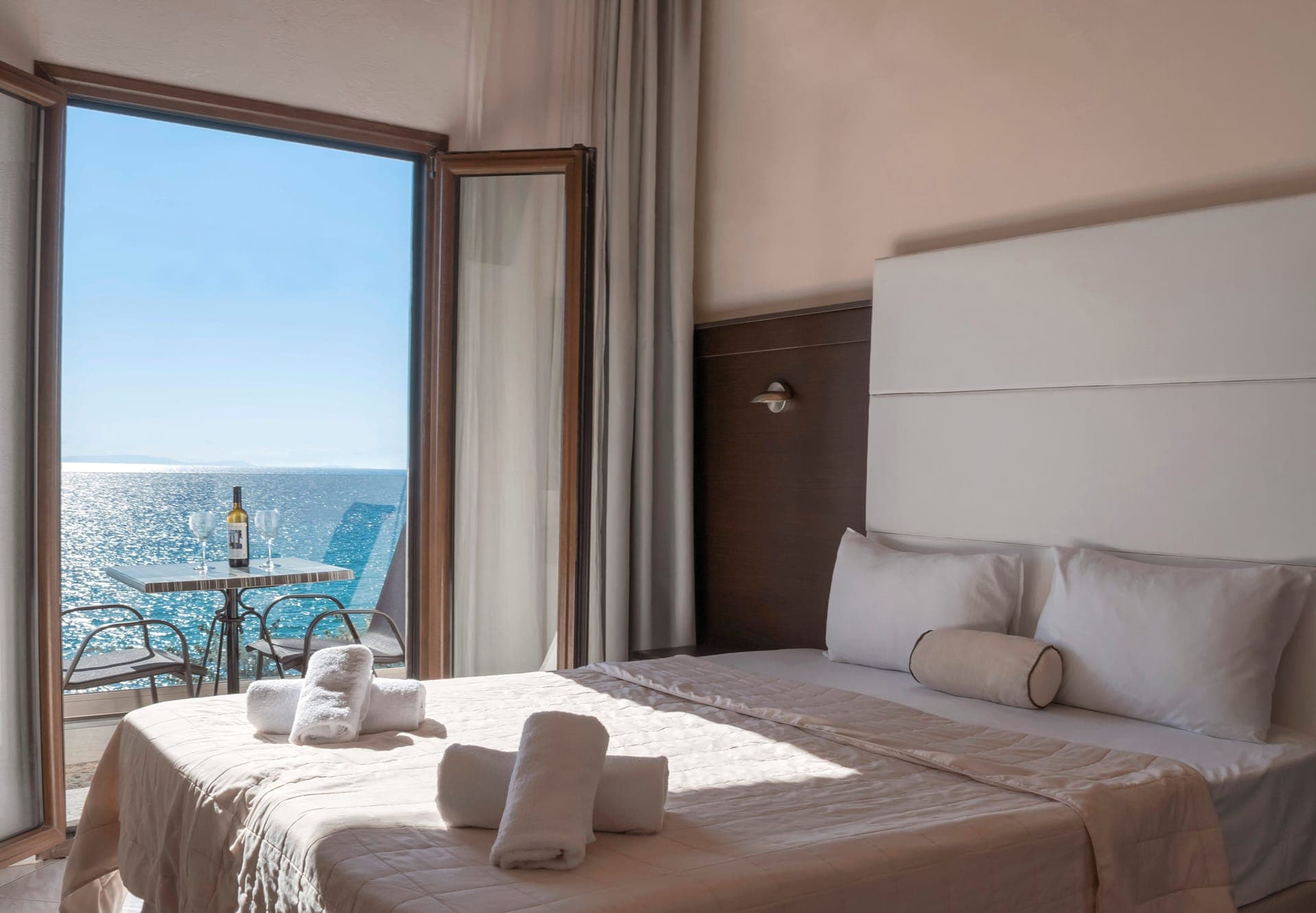 some rooms with seaview, ask for extra charge and confirmation.

double room seaview or pool view