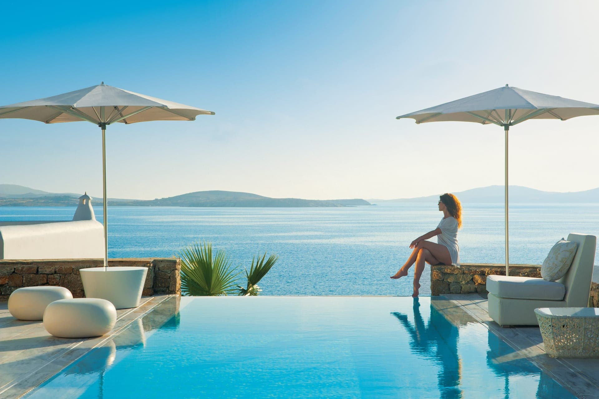 Private Pool Area with view to Aegean Sea